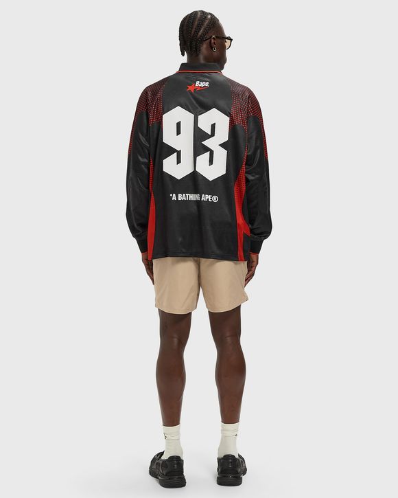 APE FLAMEONOGRAM JACQUARD LOGO RELAXED FIT FOOTBALL JERSEY
