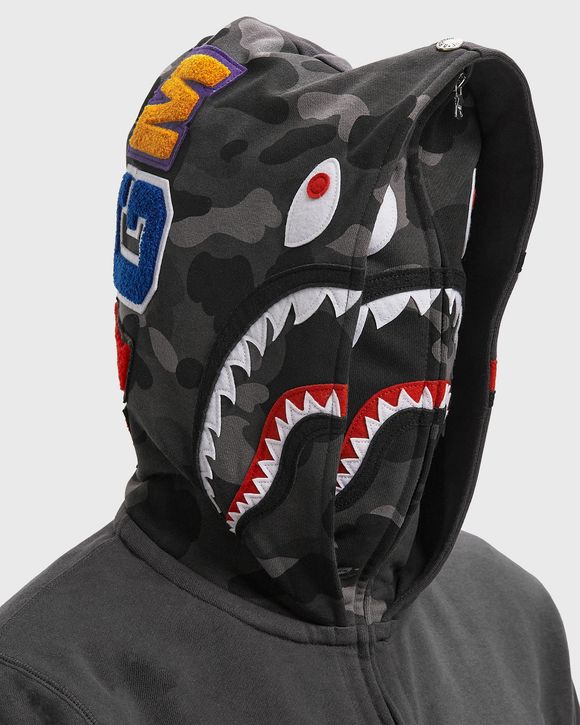 COLOR CAMO SHARK FULL ZIP DOUBLE HOODIE