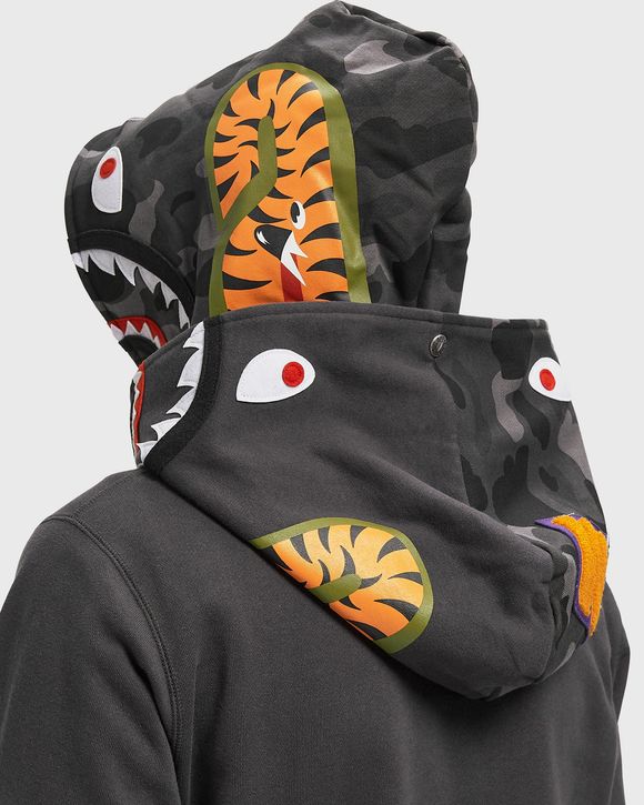 COLOR CAMO SHARK FULL ZIP DOUBLE HOODIE