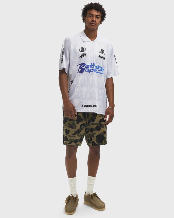 FLAME PATTERN OVERALL PRINT HALF ZIP RELAX FIT POLO SHIRT