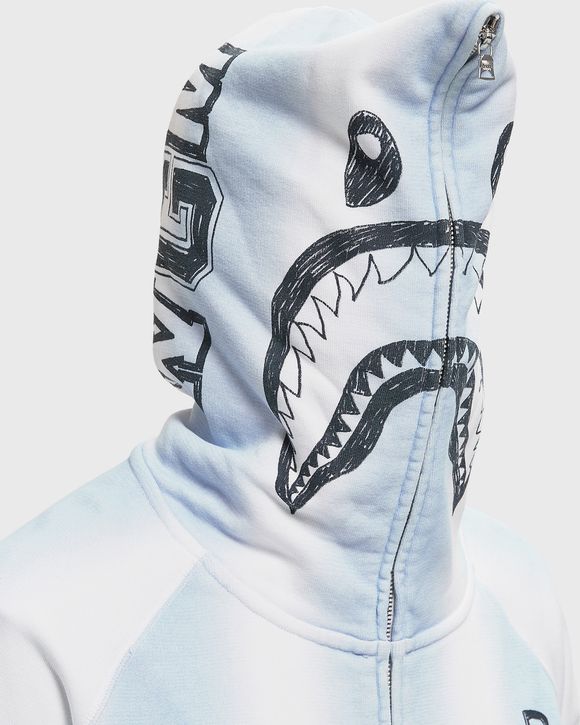 HAND DRAW FOOTBALL SHARK RELAXED FIT FULL ZIP HOODIE