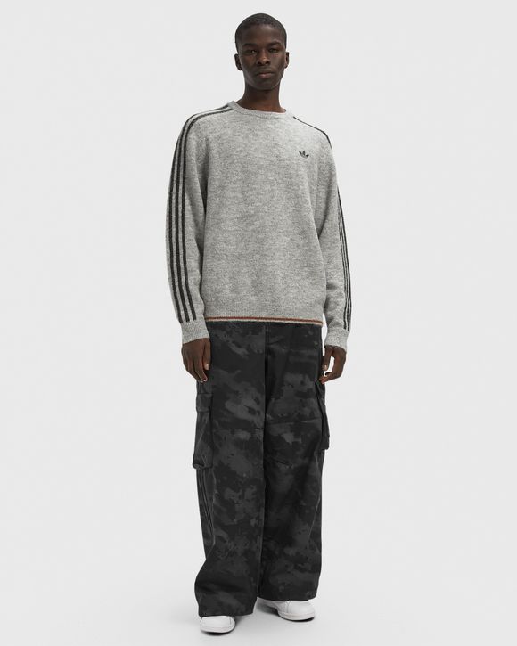 3-STRIPES FLUFFY KNIT CREW SWEATSHIRT