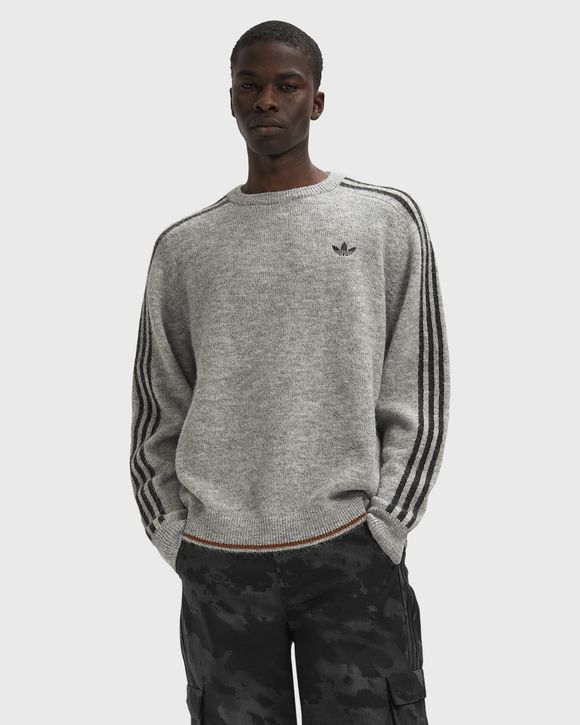 3-STRIPES FLUFFY KNIT CREW SWEATSHIRT