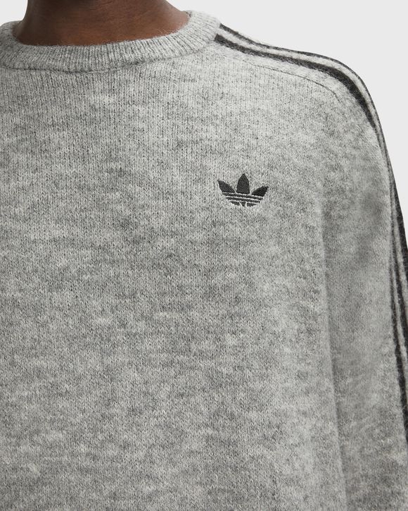 3-STRIPES FLUFFY KNIT CREW SWEATSHIRT