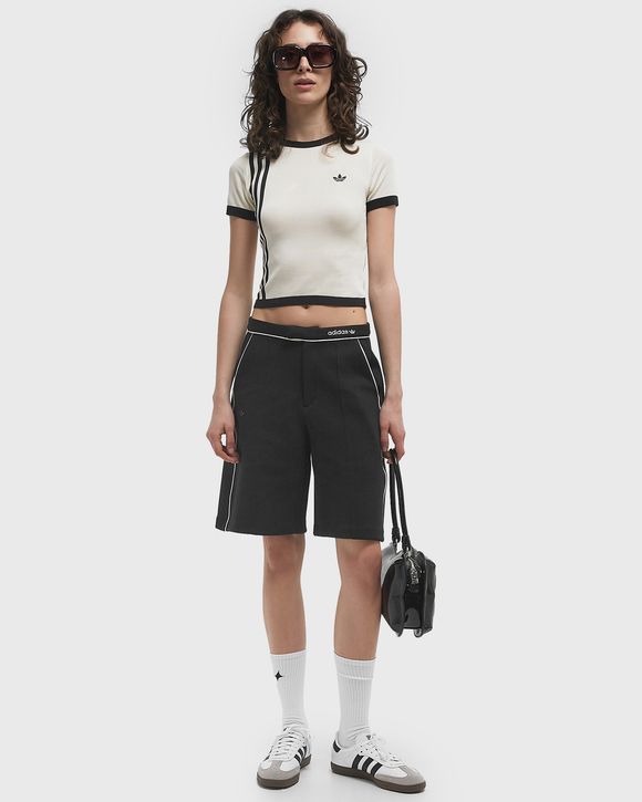 WMNS KNITTED 3 STRIPE SHORT TEE