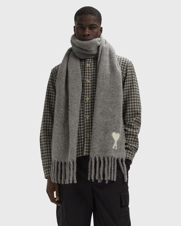 ALPAGA WOOL SCARF WITH OFF WHITE AMI DE COEUR JACQUARD SCARF