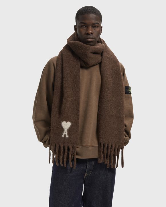 ALPAGA WOOL SCARF WITH OFF WHITE AMI DE COEUR JACQUARD SCARF