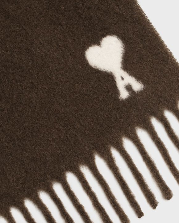 ALPAGA WOOL SCARF WITH OFF WHITE AMI DE COEUR JACQUARD SCARF
