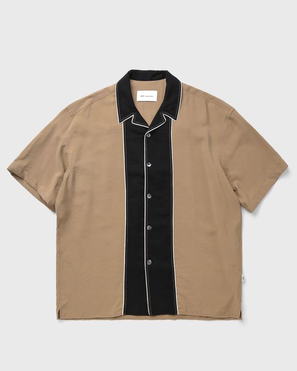 SHORT SLEEVES SHARK COLLAR BOXY SHIRT WITH FRONT CONTRASTED CUT