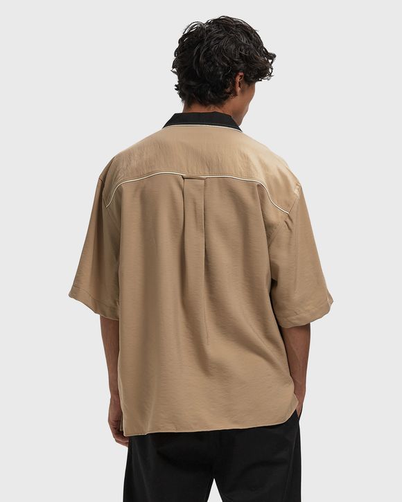 SHORT SLEEVES SHARK COLLAR BOXY SHIRT WITH FRONT CONTRASTED CUT
