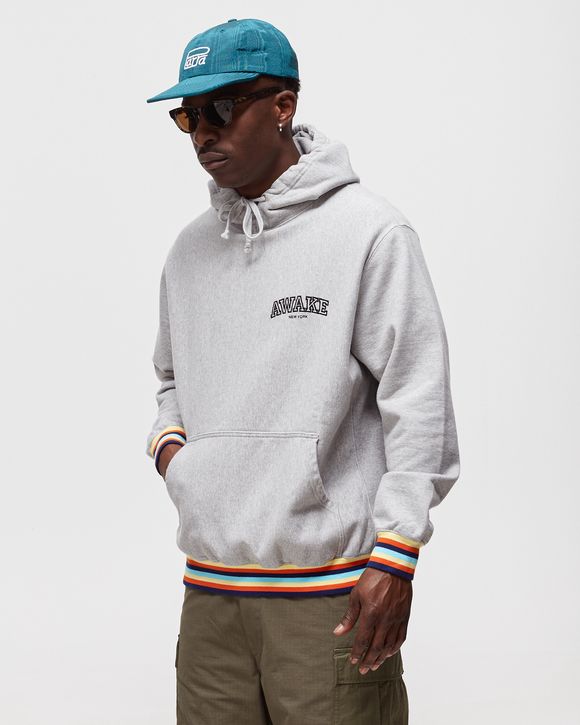 BLOCKED LOGO HOODIE WITH STRIPE RIB