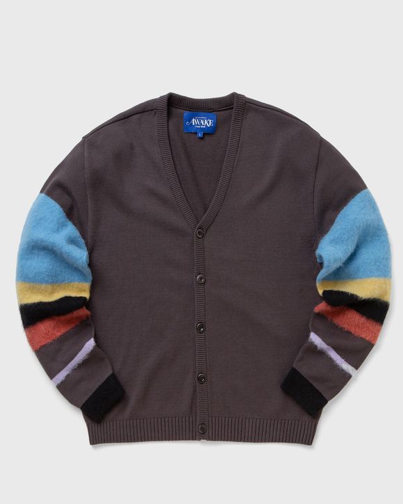 STRIPED MOHAIR SLEEVE CARDIGAN