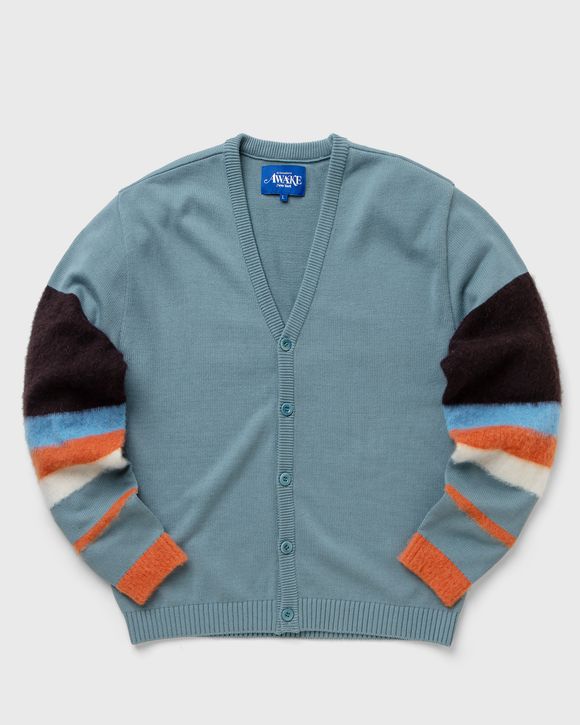 STRIPED MOHAIR SLEEVE CARDIGAN