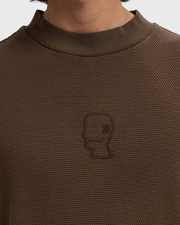 Boxy Pique Mock Neck Tee