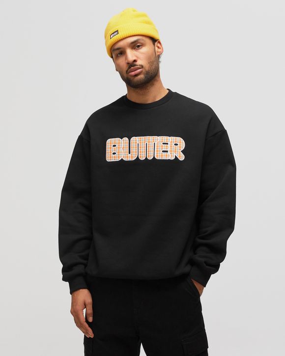 PLAID APPLIQUE CREWNECK SWEATSHIRT