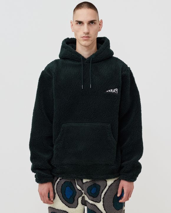 mirrored flag logo polar fleece hooded pullover
