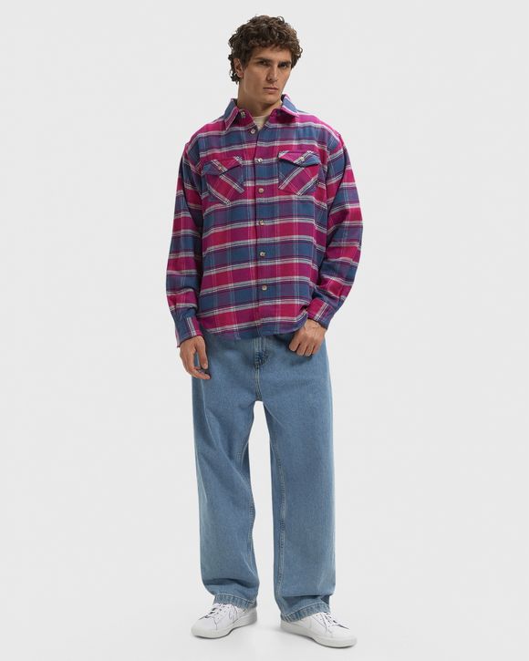 Plaid off long sleeve shirt