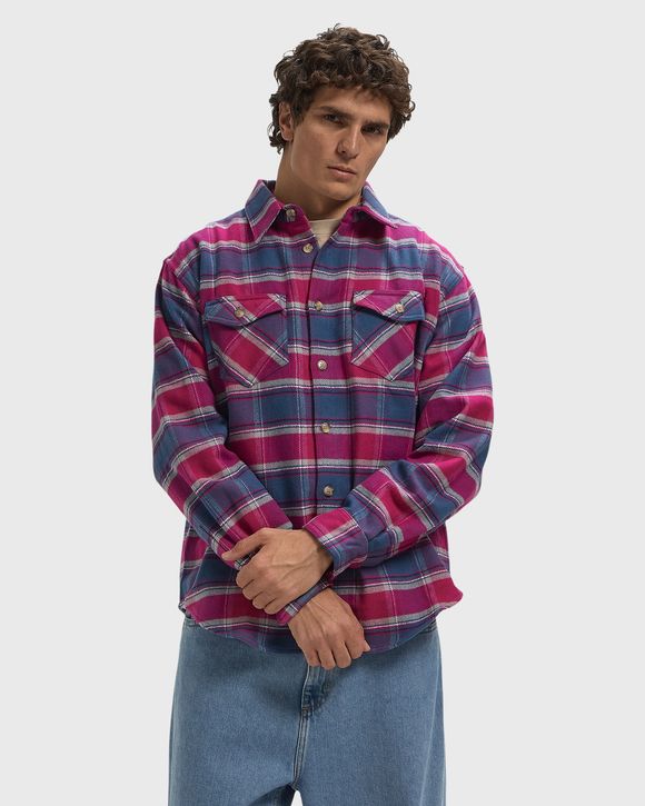 Plaid off long sleeve shirt