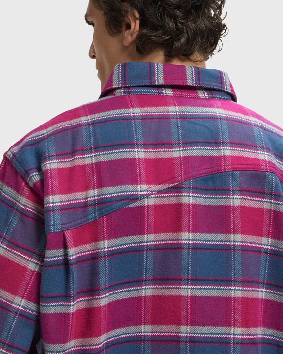 Plaid off long sleeve shirt