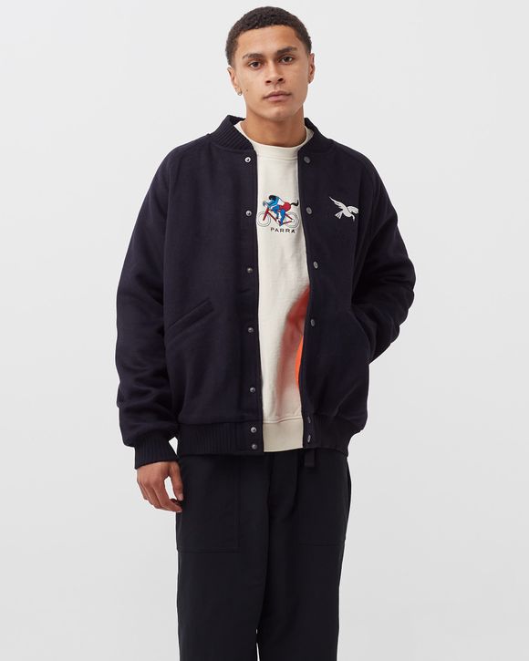 sad pencil wool varsity jacket