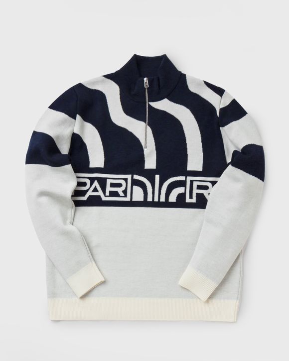 shoulder waves half zip knitted pullover