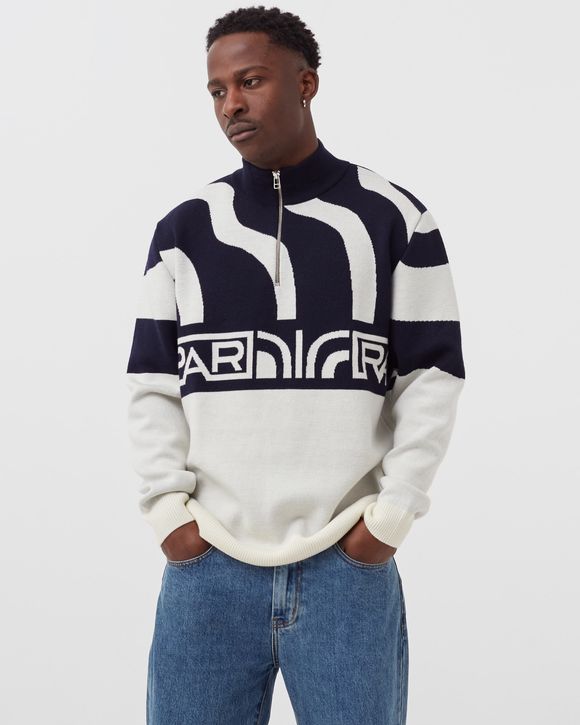 shoulder waves half zip knitted pullover
