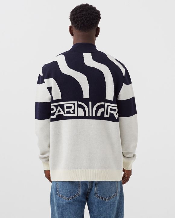 shoulder waves half zip knitted pullover