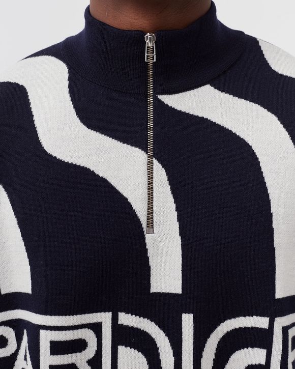 shoulder waves half zip knitted pullover