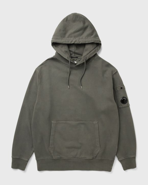 BRUSHED AND EMERIZED DIAGONAL FLEECE HOODED LENS SWEATSHIRT