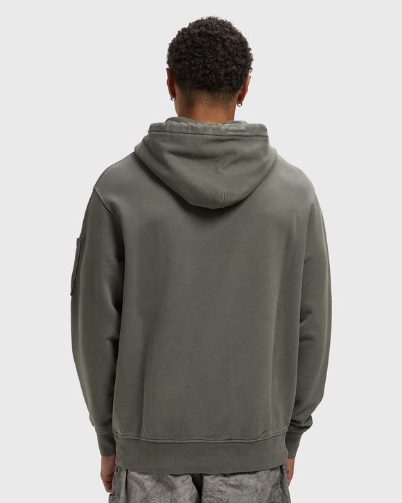 BRUSHED AND EMERIZED DIAGONAL FLEECE HOODED LENS SWEATSHIRT