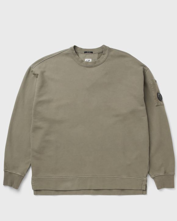 BRUSHED AND EMERIZED DIAGONAL FLEECE MIXED BOXY CREWNECK LENS SWEATSHIRT