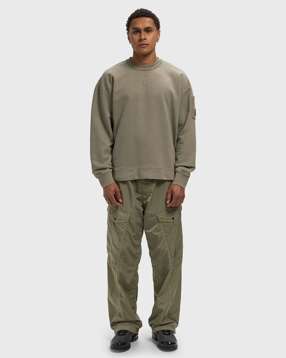 BRUSHED AND EMERIZED DIAGONAL FLEECE MIXED BOXY CREWNECK LENS SWEATSHIRT