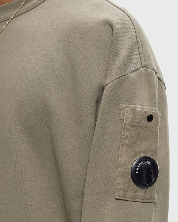 BRUSHED AND EMERIZED DIAGONAL FLEECE MIXED BOXY CREWNECK LENS SWEATSHIRT