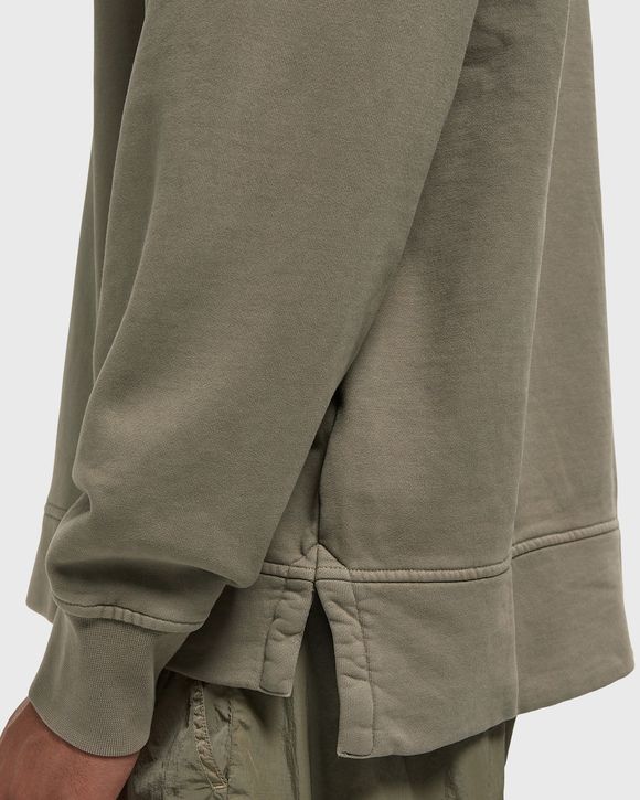 BRUSHED AND EMERIZED DIAGONAL FLEECE MIXED BOXY CREWNECK LENS SWEATSHIRT