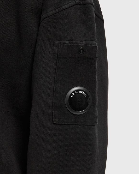 BRUSHED AND EMERIZED DIAGONAL FLEECE MIXED BOXY CREWNECK LENS SWEATSHIRT