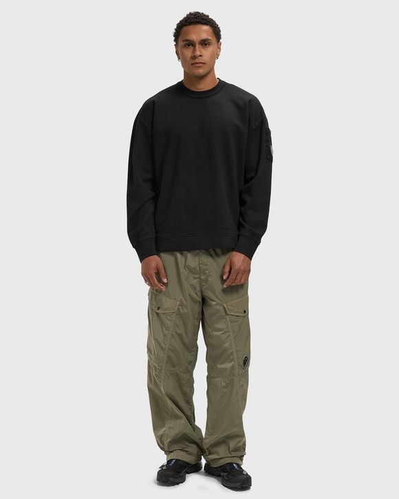 BRUSHED AND EMERIZED DIAGONAL FLEECE MIXED BOXY HALF ZIP LENS SWEATSHIRT