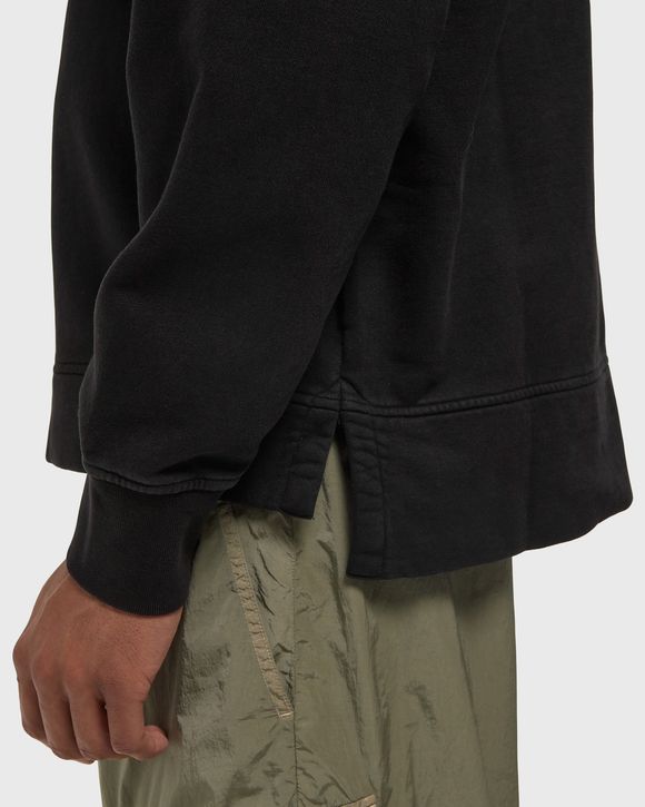 BRUSHED AND EMERIZED DIAGONAL FLEECE MIXED BOXY HALF ZIP LENS SWEATSHIRT