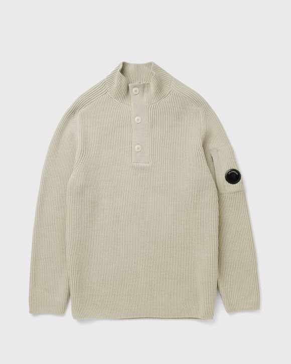 FULL RIB COTTON HALF BUTTON LENS SWEATER