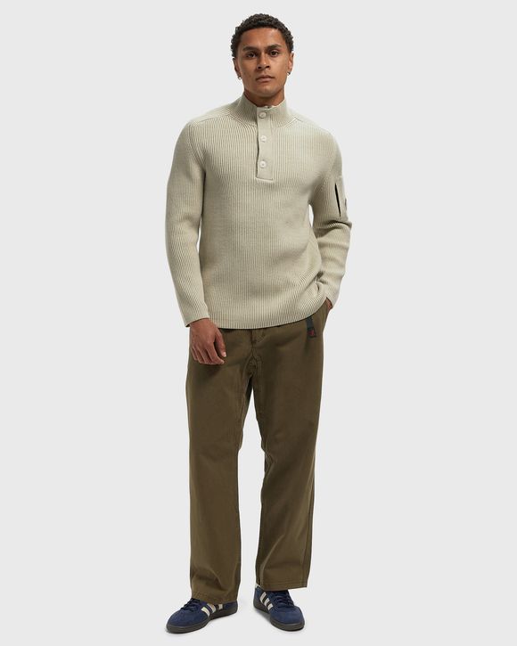 FULL RIB COTTON HALF BUTTON LENS SWEATER