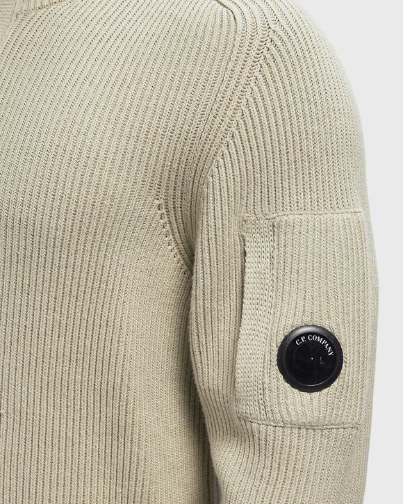 FULL RIB COTTON HALF BUTTON LENS SWEATER
