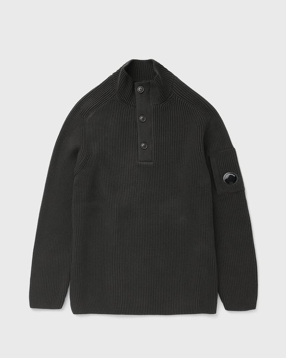 FULL RIB COTTON HALF BUTTON LENS SWEATER