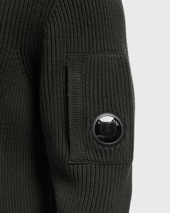 FULL RIB COTTON HALF BUTTON LENS SWEATER