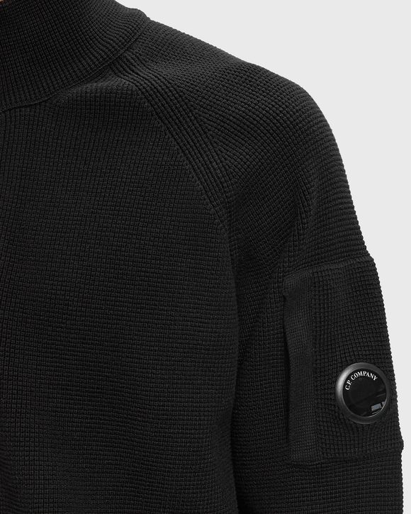 WAFFLE KNIT COTTON ZIP LENS CARDIGAN