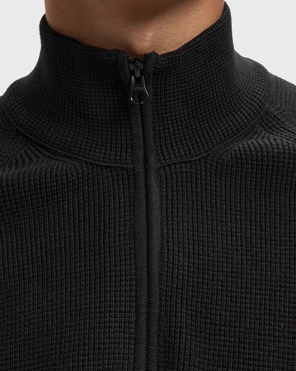 WAFFLE KNIT COTTON ZIP LENS CARDIGAN