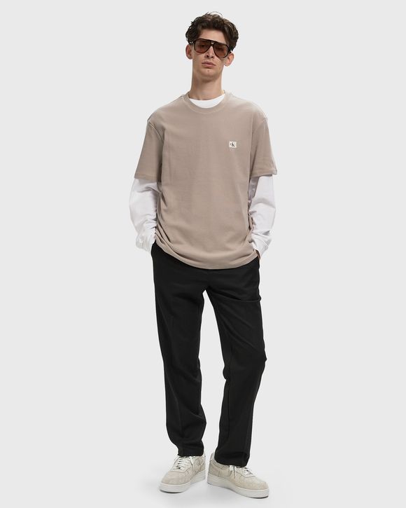 SS WAFFLE WOVEN LABEL CREWNK TEE