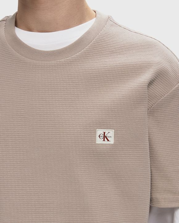 SS WAFFLE WOVEN LABEL CREWNK TEE