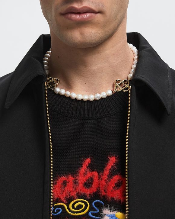 MEDIUM PEARL LOGO NECKLACE