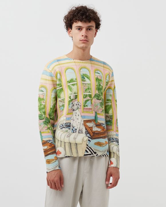 PRINTED CREW SWEATER