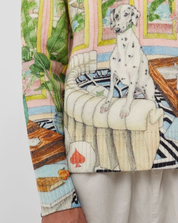 PRINTED CREW SWEATER