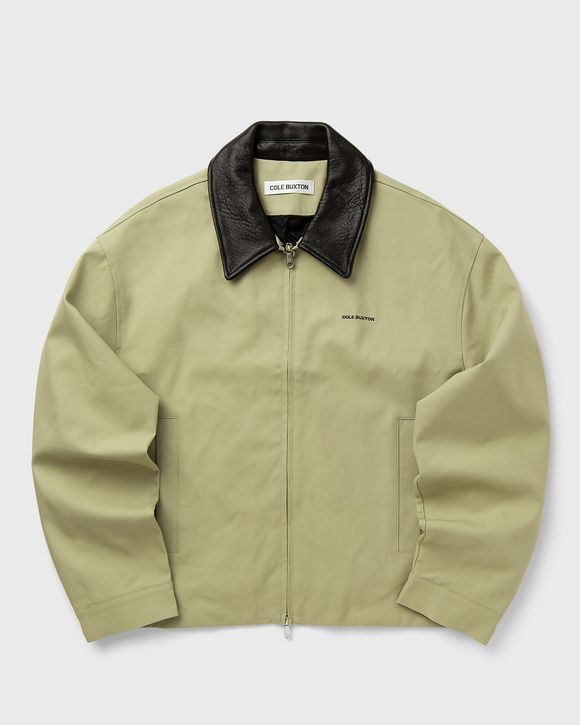 LEATHER COLLAR COTTON OVERSHIRT